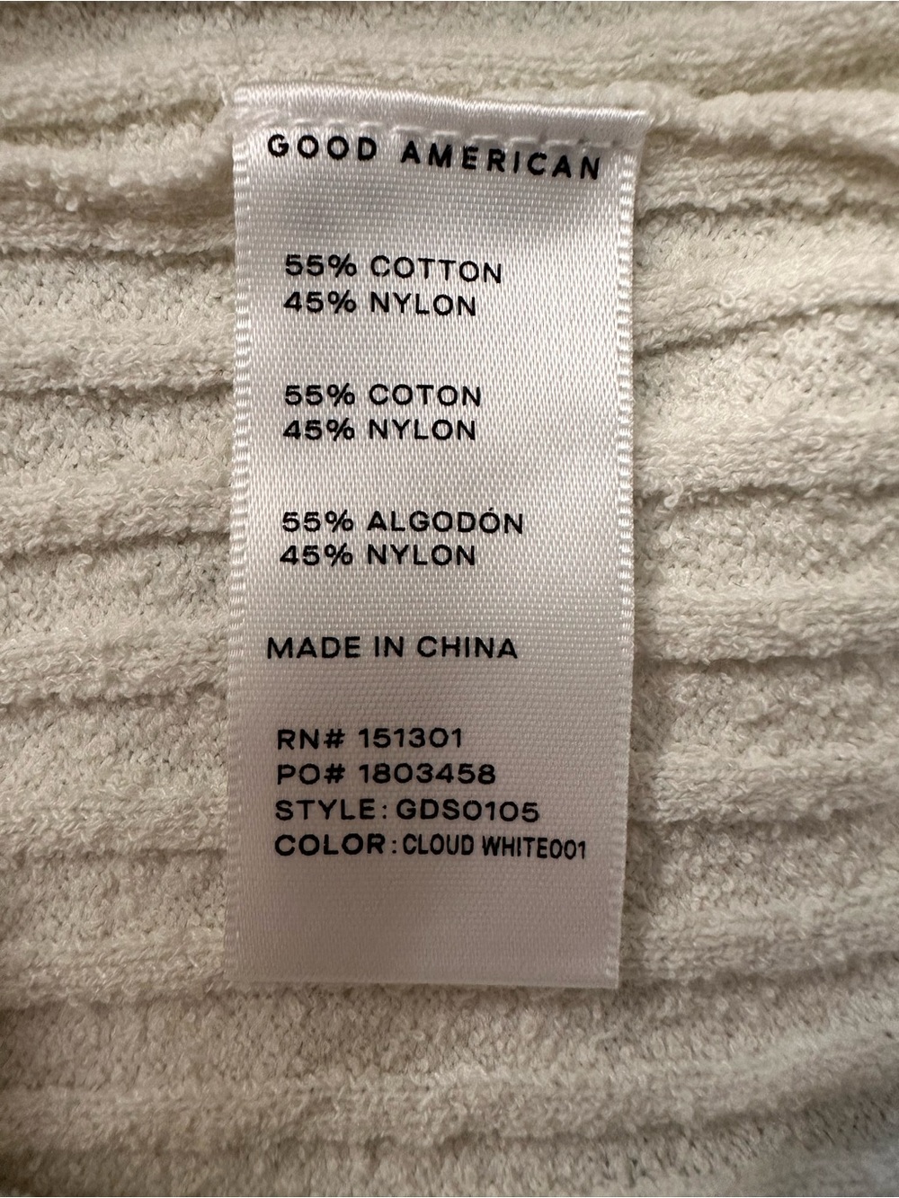 NWT Good American Sz M Ribbed Terry Midi Dress Cream $179 MSRP - Picture 6 of 8